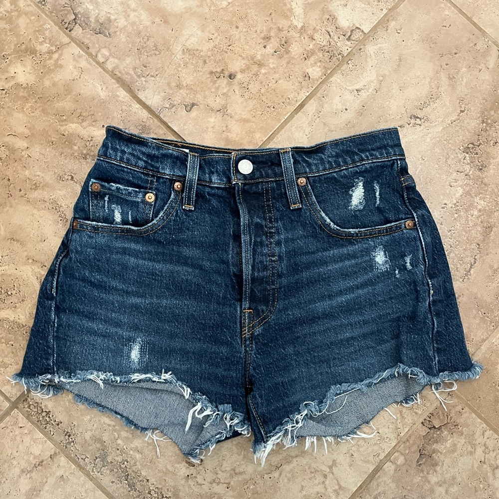 Denim Blue Women's Distressed Shorts